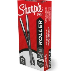 Sharpie Rollerball Pen, Arrow Point Pen for Bold Lines, Black Ink, Dozen (2101305) New