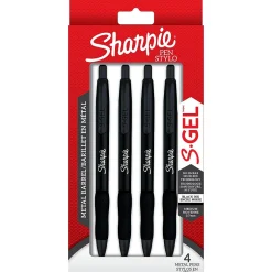 Sharpie S-Gel Metal RT Gel Pen, Medium Point, Black Ink, 4/Pack (2153578) Sale