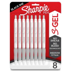 Sharpie S-Gel Retractable Gel Pen, Medium Point, 0.7mm, Black Ink, 8/Pack (2169762) Online
