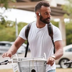 Shokz OpenMove Bone-Conduction Open-Ear Lifestyle Headphones with Microphones, White (S661-ST-WT-US)