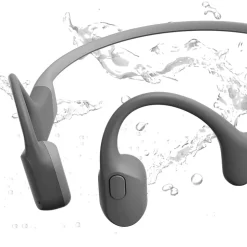 Shokz OpenRun Bone-Conduction Open-Ear Sport Headphones with Microphones, Gray (S803-ST-GY-US)