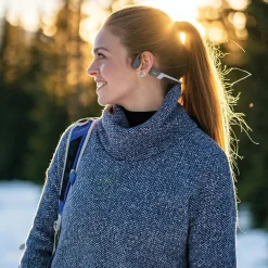 Shokz OpenRun Bone-Conduction Open-Ear Sport Headphones with Microphones, Gray (S803-ST-GY-US)