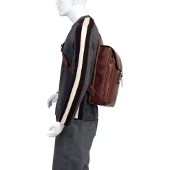 McKlein Siamod Manarola Sabotino, Oil Pull-Up Leather, Vertical Messenger Bag, Cognac (25414)