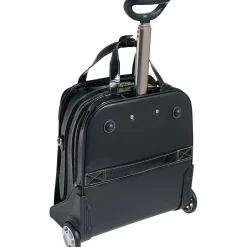 McKlein Siamod MONTEROSSO, NOVEMBRE, Embossed Crocco Leather, Ladies Patented Detachable -Wheeled Laptop Briefcase, Black (35325)