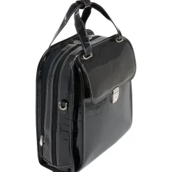 McKlein Siamod MONTEROSSO, NOVEMBRE, Embossed Crocco Leather, Ladies Patented Detachable -Wheeled Laptop Briefcase, Black (35325)