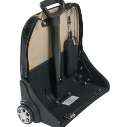 McKlein Siamod MONTEROSSO, NOVEMBRE, Embossed Crocco Leather, Ladies Patented Detachable -Wheeled Laptop Briefcase, Black (35325)