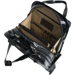 McKlein Siamod MONTEROSSO, NOVEMBRE, Embossed Crocco Leather, Ladies Patented Detachable -Wheeled Laptop Briefcase, Black (35325)