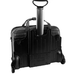 McKlein Siamod VERNAZZA, CARUGETTO, Napa Cashmere Leather, Patented Detachable -Wheeled Laptop Briefcase, Black (45295)