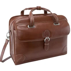 McKlein Siamod VERNAZZA, CARUGETTO, Napa Cashmere Leather, Patented Detachable -Wheeled Laptop Briefcase, Cognac (45294)