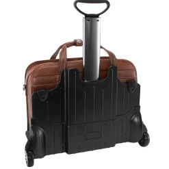 McKlein Siamod VERNAZZA, CARUGETTO, Napa Cashmere Leather, Patented Detachable -Wheeled Laptop Briefcase, Cognac (45294)
