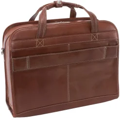 McKlein Siamod VERNAZZA, CARUGETTO, Napa Cashmere Leather, Patented Detachable -Wheeled Laptop Briefcase, Cognac (45294)