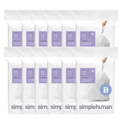 simplehuman 1.6 Gallon Trash Bag, Low Density, 1.2 mil, White, 360 Bags/Box (CW0251)