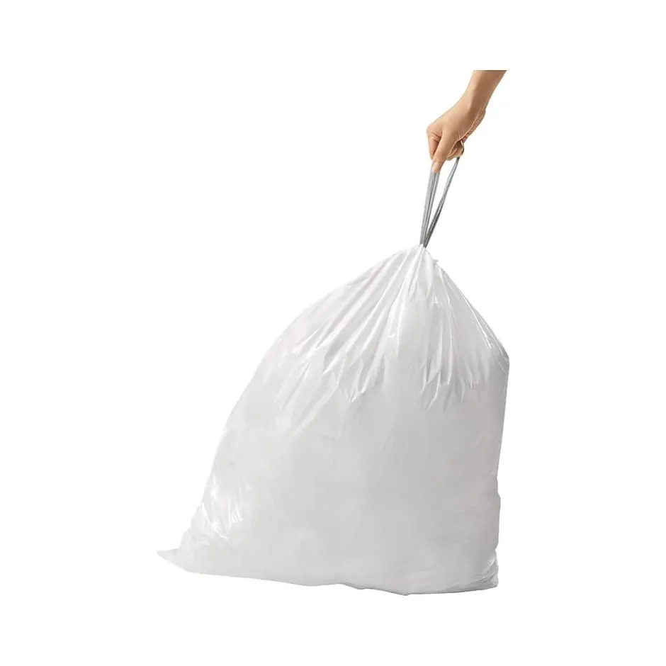 simplehuman Code N 13 Gallon Trash Bag, 22.8" x 31.5", Low Density, 30 mic, White, 200 Bags/Box (CW0275)