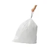 simplehuman Code P 13-16 Gallon Trash Bag, 9" x 12", Low Density, 1.4 mil, White, 200 Bags/Box (CW0274)