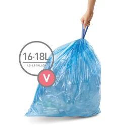simplehuman Code V Custom Fit Drawstring Blue Recycling Trash Bag Liner, 16-18 Liter/4.2-4.8 Gallon, 240 Count