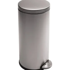simplehuman ® Round Step Can, 8 Gallon, Fingerprint-proof Stainless Steel, 25.6"H x 15.1"W x 12.4"D