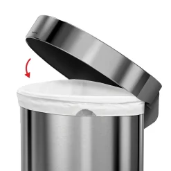 simplehuman Semi-Round Sensor Trash Can with Liner Pocket, Brushed Stainless Steel, 12 Gallon (ST2009)