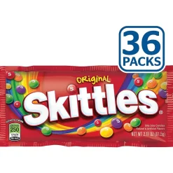 Gummy & Chewy Candy<Skittles Original Fruit Flavored Candy, 2.17 oz, 36/Box (MMM01160)