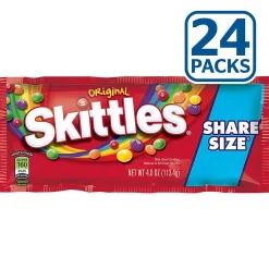 Gummy & Chewy Candy<Skittles Original Fruit Flavored Candy, 4 oz, 24/Box (MMM04460)