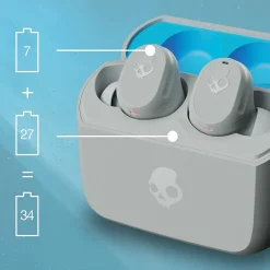 Skullcandy Mod True Wireless Earbuds with Microphone & Charging Case, Bluetooth, Light Gray (S2FYW-P751)