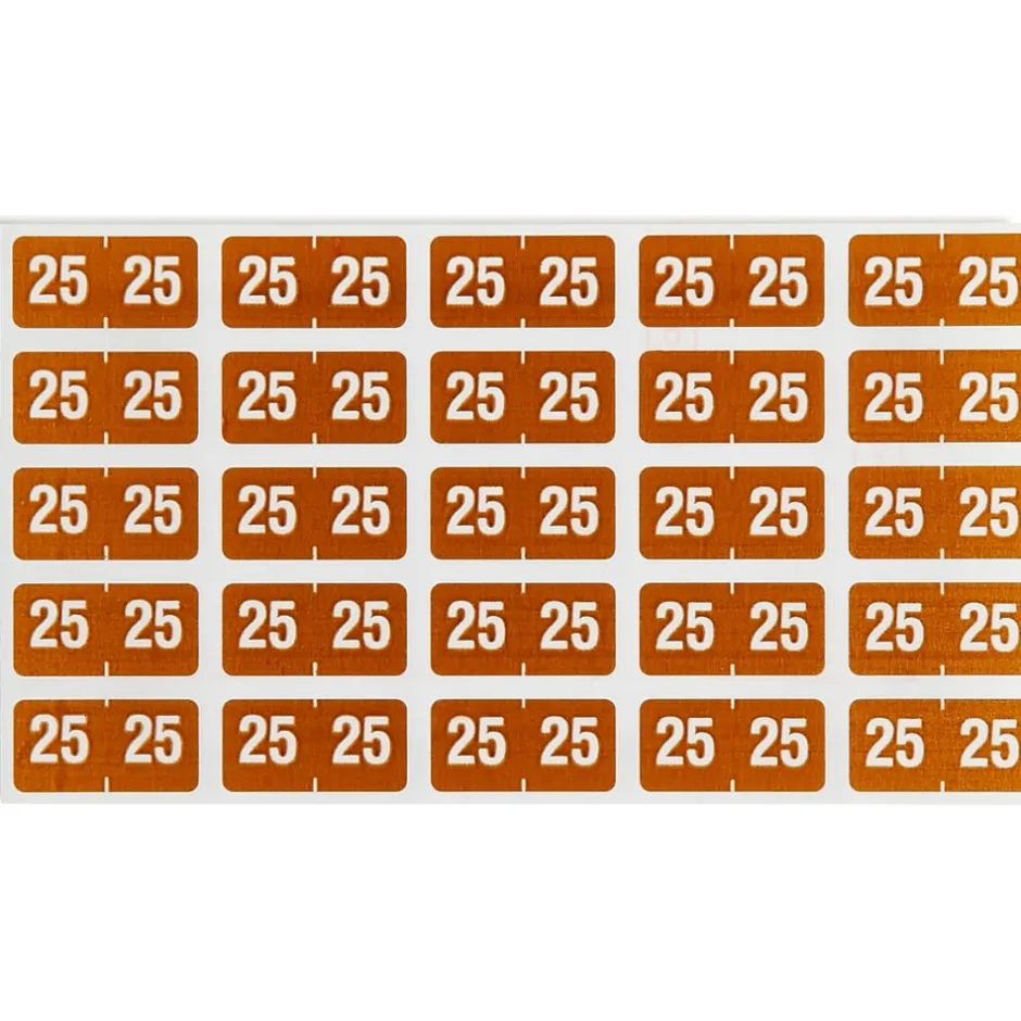 Smead "25" ETS Color-Coded Labels, 1" x 0.5" Brown, 25 Labels/Sheet, 10 Sheets/Pack (67925)* Shipping Labels