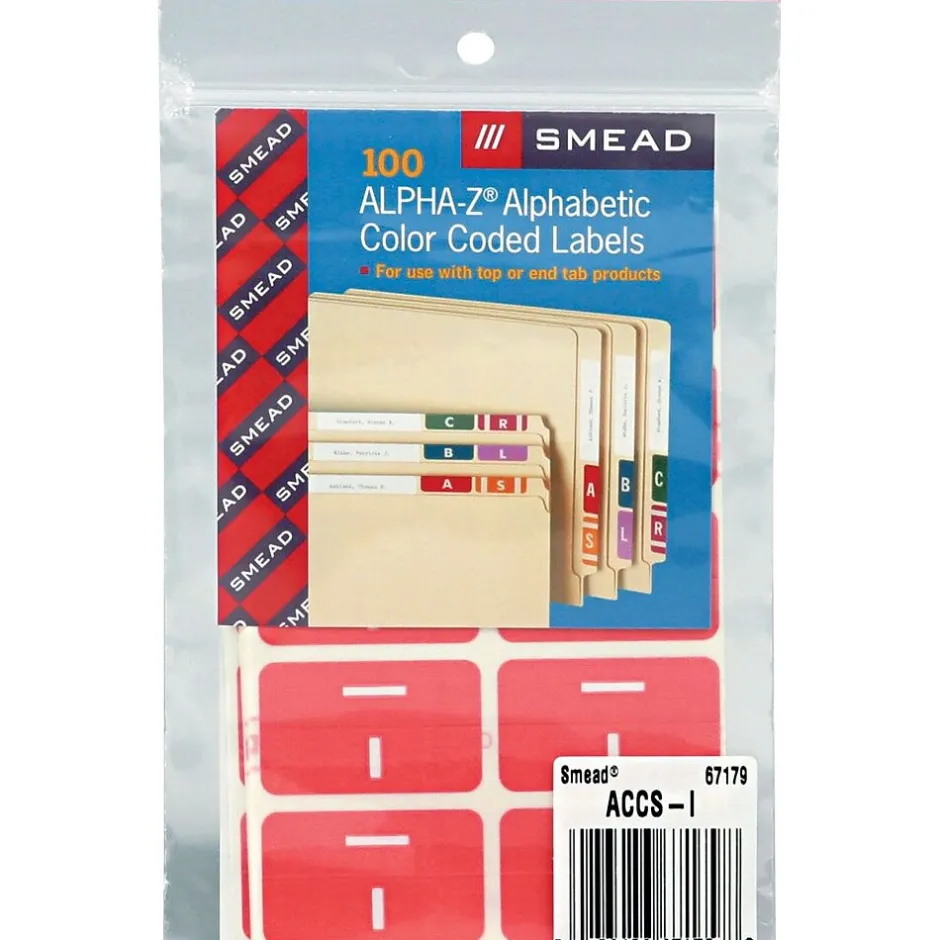 Smead AlphaZ ACCS Color-Coded Alphabetic Labels, I, Pink, 100/Pack (67179) Outlet