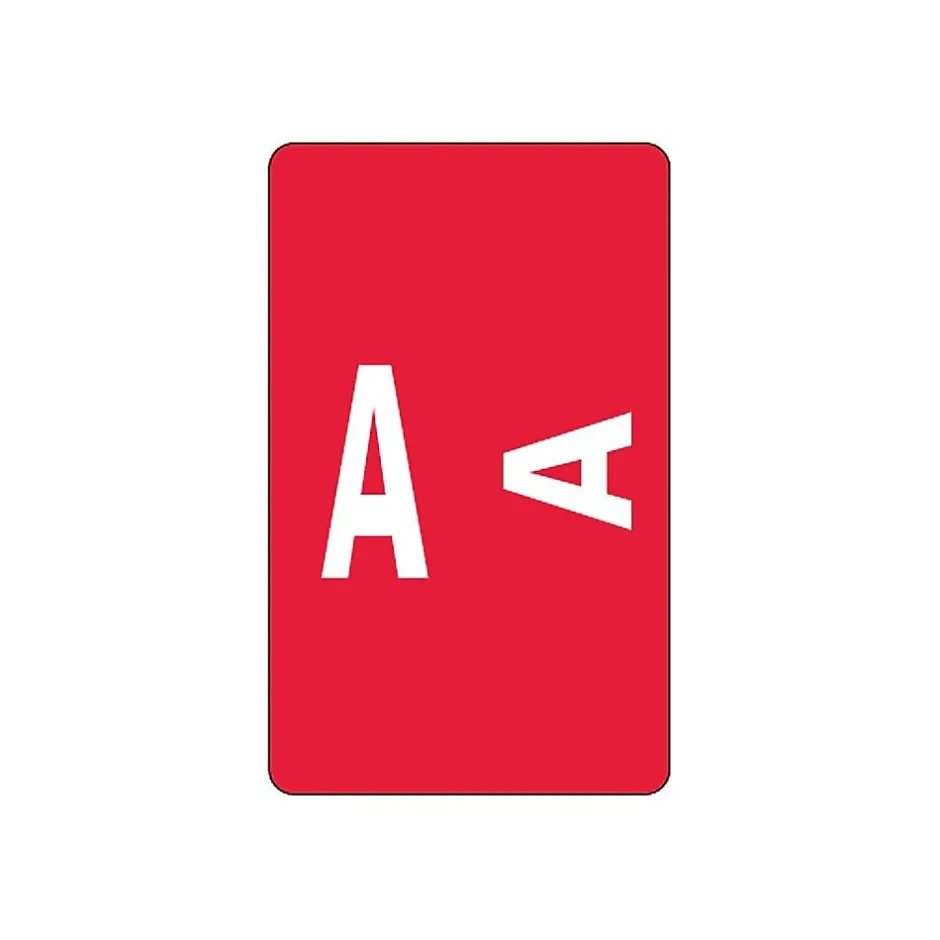Smead AlphaZ ACCS Color-Coded Alphabetic Labels, A, Label Sheet, Red, 100/Pk (67171) Clearance