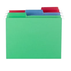 Smead FasTab 10% Recycled Hanging File Folder, 3-Tab, Letter Size, Assorted Colors, 18/Box (64031) Best