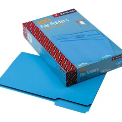 Smead File Folder, 1/3 Cut, Legal Size, Blue, 100/BX (17043) New
