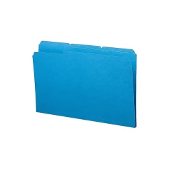 Smead File Folder, 1/3 Cut, Legal Size, Blue, 100/BX (17043) New