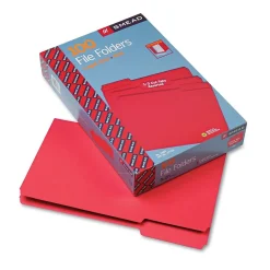 Smead File Folder, 1/3 Cut, Legal Size, Red, 100/Box (17743) Clearance