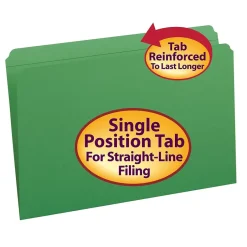 Smead File Folder, Reinforced Straight-Cut Tab, Legal Size, , 100/Box (17110) Green Discount