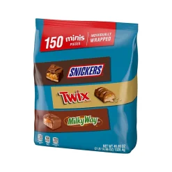 Chocolate<Mars Snickers, Twix and MilkyWay Minis Milk Chocolate Candy Bars Bulk Variety Pack, 46.86 oz., 150 Pieces (459751)