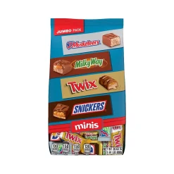 Chocolate<Mars Snickers, Twix, 3Musketeers and MilkyWay Minis Milk Chocolate Candy Bars Bulk Variety Pack, 30.63 oz. (460690)