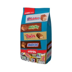 Chocolate<Mars Snickers, Twix, 3Musketeers and MilkyWay Minis Milk Chocolate Candy Bars Bulk Variety Pack, 30.63 oz. (460690)