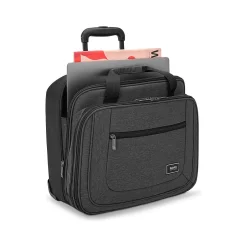Solo New York Bryant Polyester Briefcase, Laptop Compatible, Rolling, TSA Checkpoint Friendly, Gray (PT138-4/10)