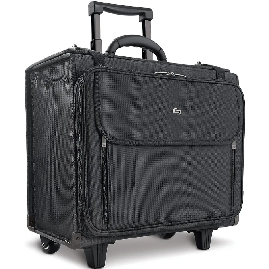 Solo New York Midtown Collection Morgan Laptop Rolling Briefcase, Black Polyester (B151-4)
