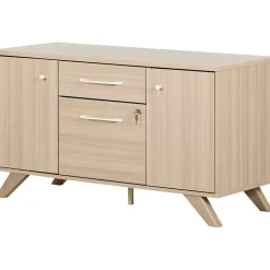 Clearance Helsy 26.75" 2-Drawer Storage Credenza with 4 Shelves, Soft Elm (13301) Storage Cabinets