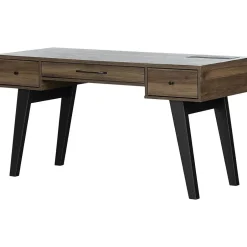 Helsy 60"W Computer Desk, Natural Walnut (13306) Computer Desks