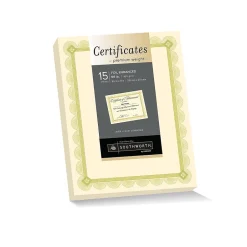 Hot Premium Spiro Design Certificates, 8.5" x 11", Ivory/Gold, 15/Pack (CTP2V) Awards & Certificates