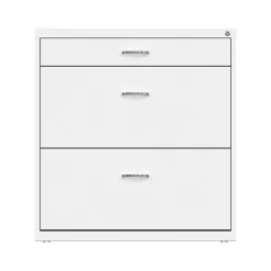Discount 3-Drawer Lateral File Cabinet, Letter/Legal Size, Lockable, 31.88"H x 30"W x 17.63"D, White (25071) File Cabinets