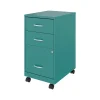 3-Drawer Mobile Vertical File Cabinet, Letter Size, Lockable, 26.7"H x 14.25"W x 18"D, Teal (24431) File Cabinets