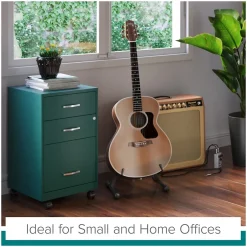 3-Drawer Mobile Vertical File Cabinet, Letter Size, Lockable, 26.7