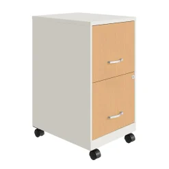 Outlet 2-Drawer Mobile File Cabinet, Letter Size, Lockable, 26.7"H x 14.25"W x 18"D, Pearl White/Platinum Oak (25854) File Cabinets