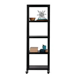 New Ready-to-assemble 72-inch High Mobile 5-Shelf Bookcase, Black Bookcases