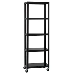 New Ready-to-assemble 72-inch High Mobile 5-Shelf Bookcase, Black Bookcases