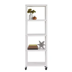 Outlet Ready-to-assemble 72-inch High Mobile 5-Shelf Bookcase, White Bookcases