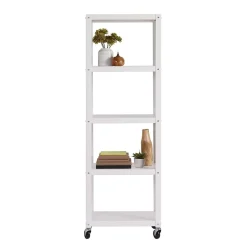 Outlet Ready-to-assemble 72-inch High Mobile 5-Shelf Bookcase, White Bookcases