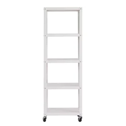 Outlet Ready-to-assemble 72-inch High Mobile 5-Shelf Bookcase, White Bookcases