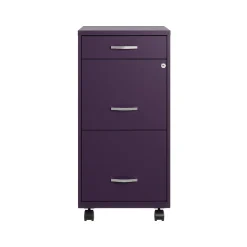 Best SOHO Organizer 3-Drawer Mobile Vertical File Cabinet, Letter Size, Lockable, Midnight Purple (25285) File Cabinets